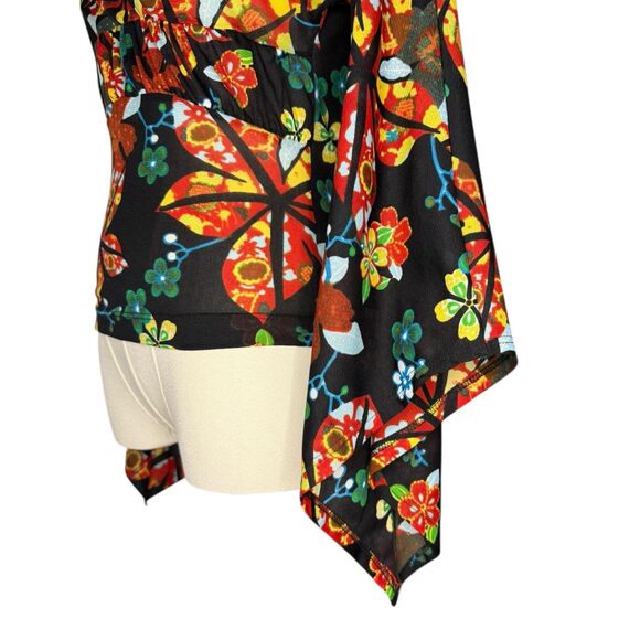 Vintage Hot Kiss Women’s Medium V-Neck Top Flutter Sleeve Floral 90s Y2K - Picture 4 of 8